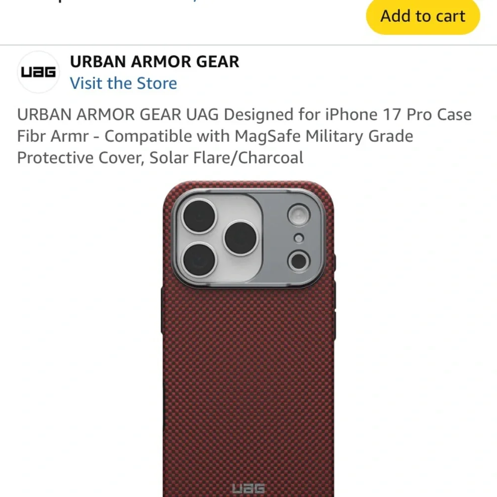 URBAN ARMOR GEAR iPhone 17 Pro Case Fibr Armr Solar Flare/Charcoal